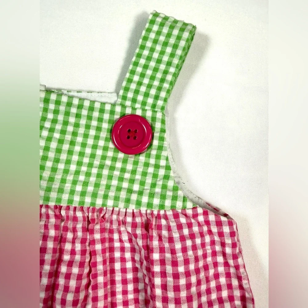 GOOD LAD Toddler Girls’ Tropical Appliqué Gingham Plaid Seersucker Dress Size 3T